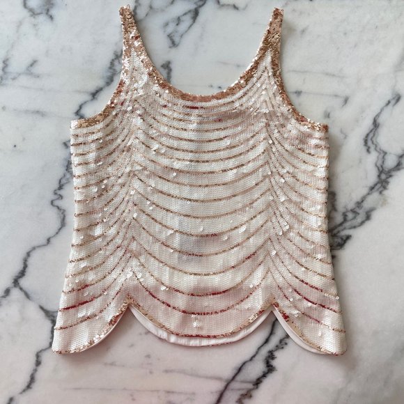 BCBG MaxAzria Pearl and Rose Gold Sequin Tank - Picture 9 of 13